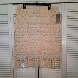 Chicos crochet fringe skirt sz 2 12 LG NWT *D2